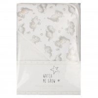 H13728: Baby Hooded Towel/Robe With Elephant Print Hood- White Trim